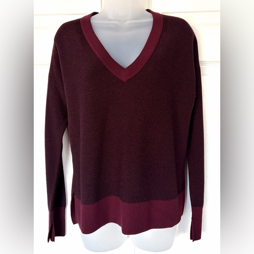 rag & bone taylor v-neck fine merino wool sweater Burgundy size Small - Picture 5 of 15